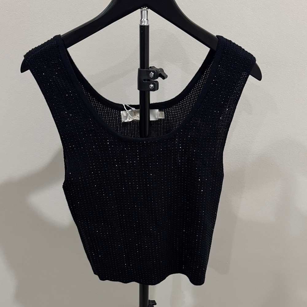Women's Black Sparkle Knit Tank Top